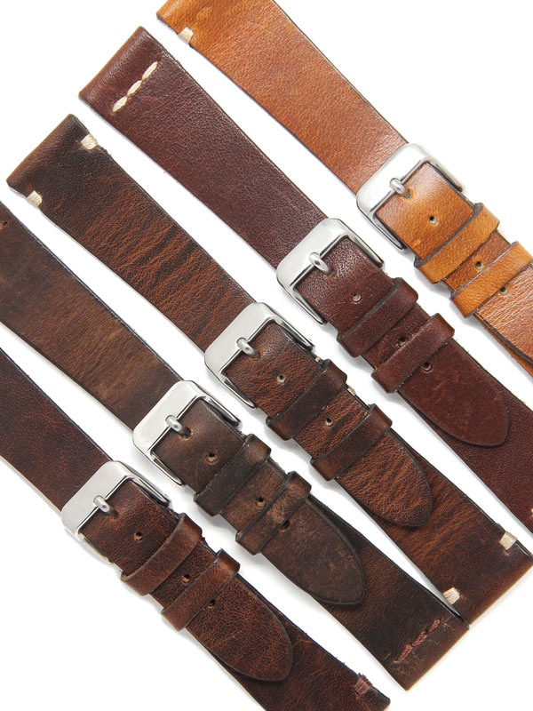 Distressed Brown Leather Watch Strap