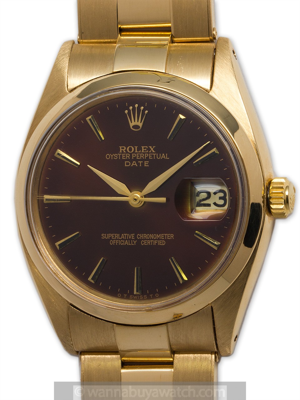 Rolex 18K YG Oyster Perpetual Date circa 1978 “Rootbeer”