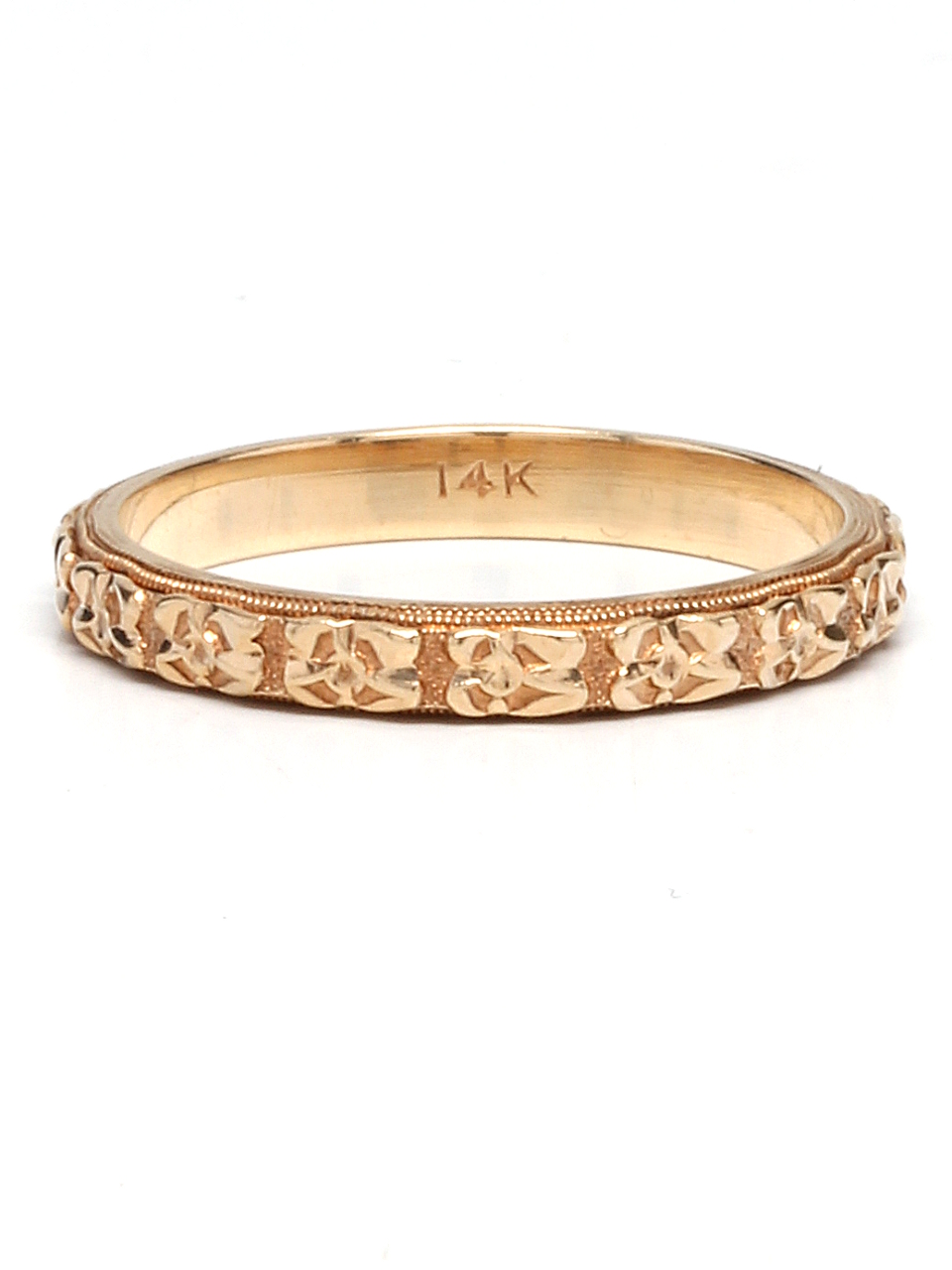 Vintage 14K Yellow Gold Floral 3mm Band circa 1940’s