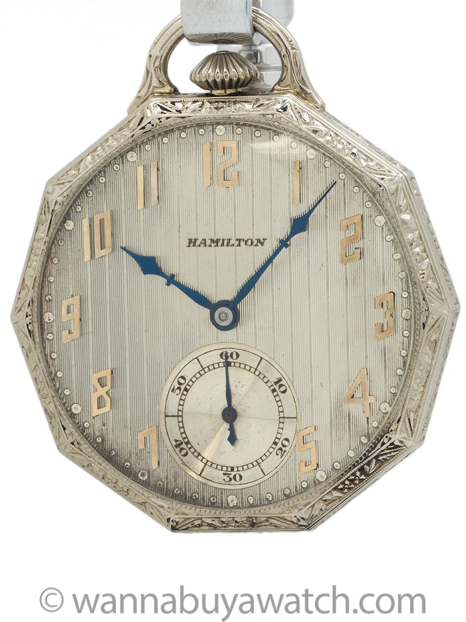 Hamilton Dress Pocket Watch 14K White Gold circa 1929