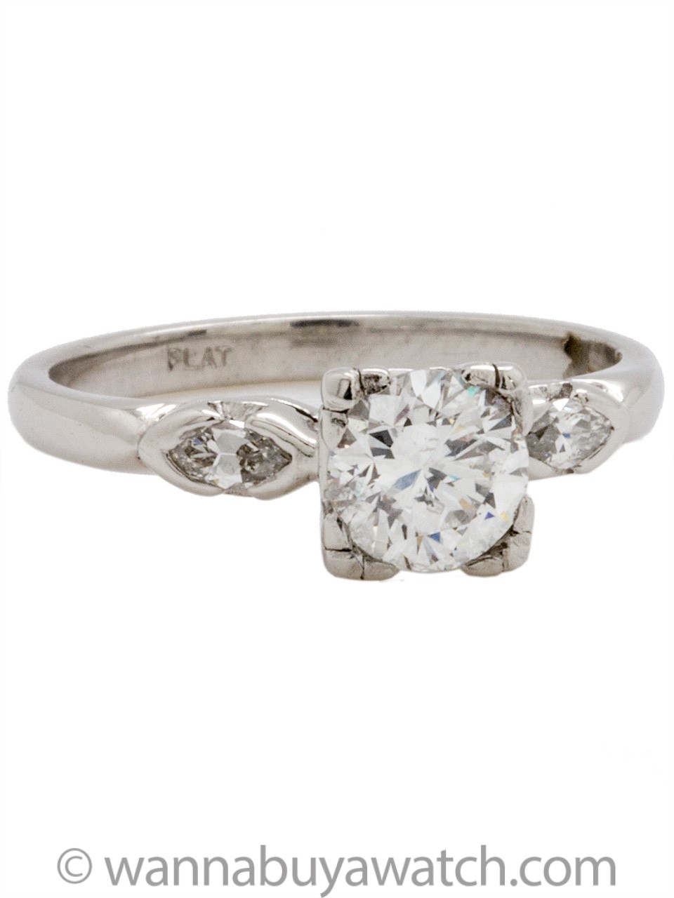 Vintage Platinum Engagement Ring 0.79ct Round Brilliant F-SI2 circa 1940s