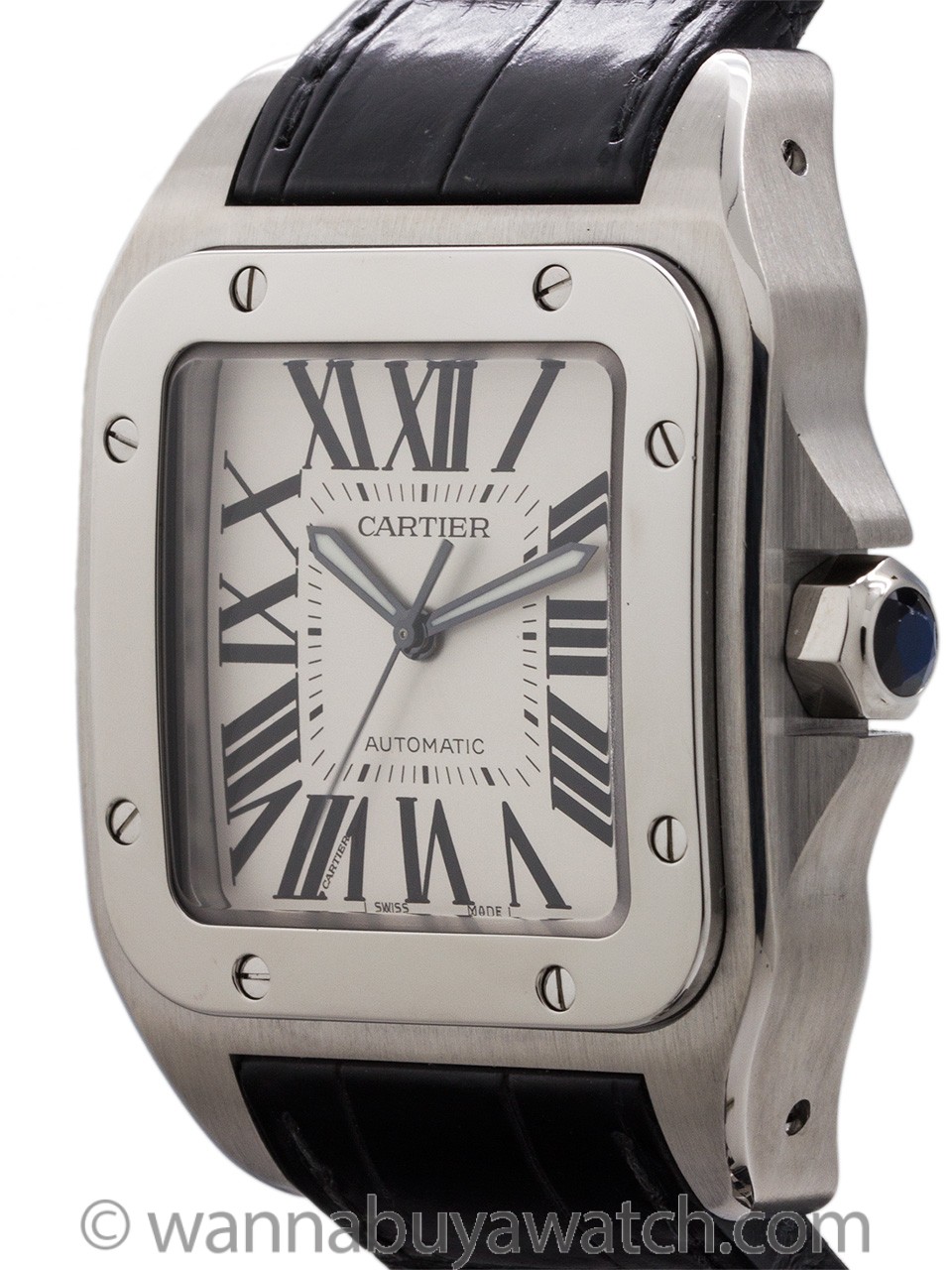 Cartier Santos 100 Stainless Steel ref 2656 Strap and Deployment with Box