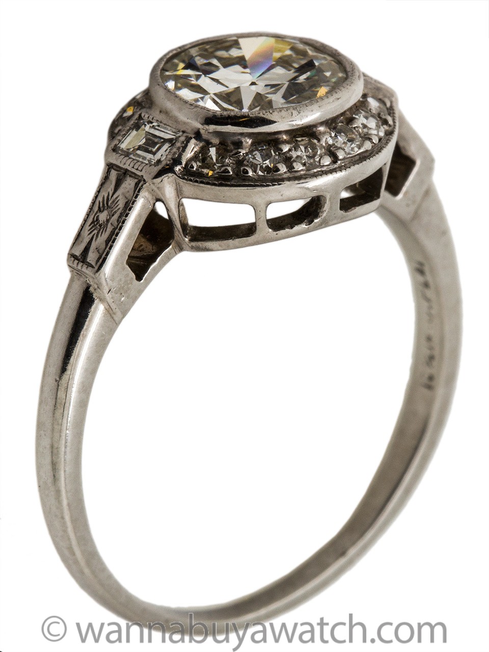 Vintage Engagement Ring Platinum 1.12ct Old European Cut H-VS1 circa 1930s
