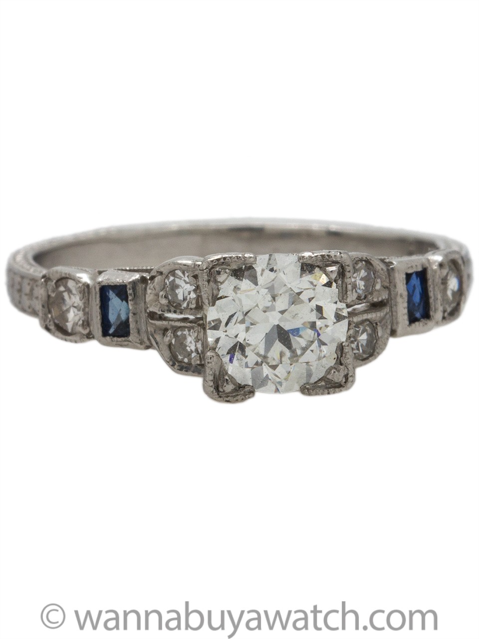 Platinum Diamond Engagement Ring 0.71ct Old European Cut H-VS2