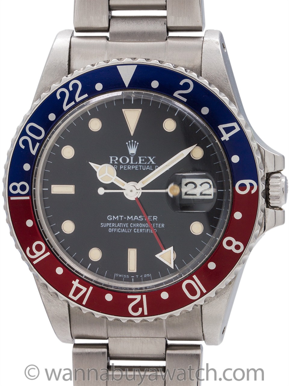 Rolex GMT Stainless Steel ref 16750 Transitional Model circa 1985