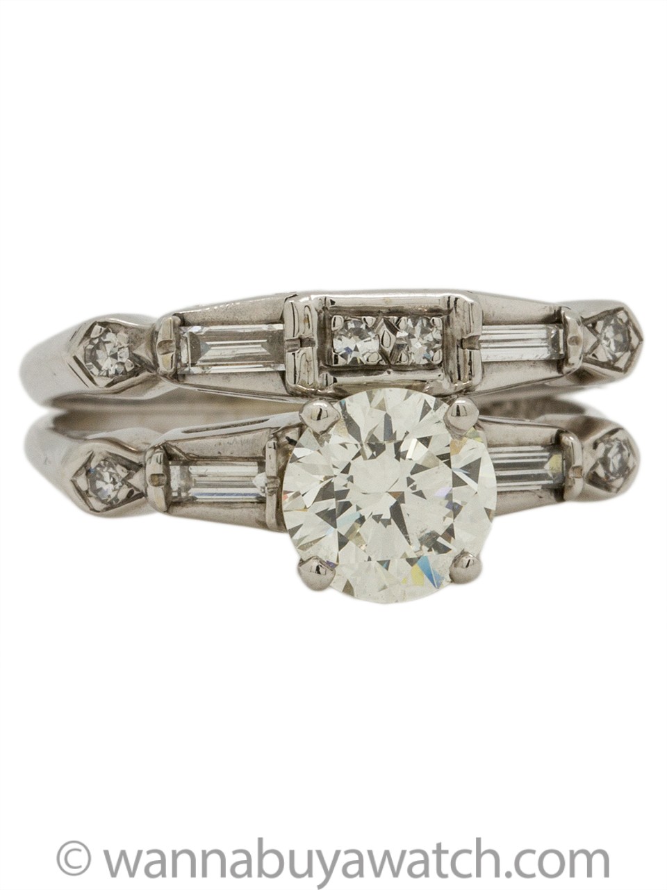 Vintage Platinum Chanel Set Diamond Wedding Ring, 0.40ctw