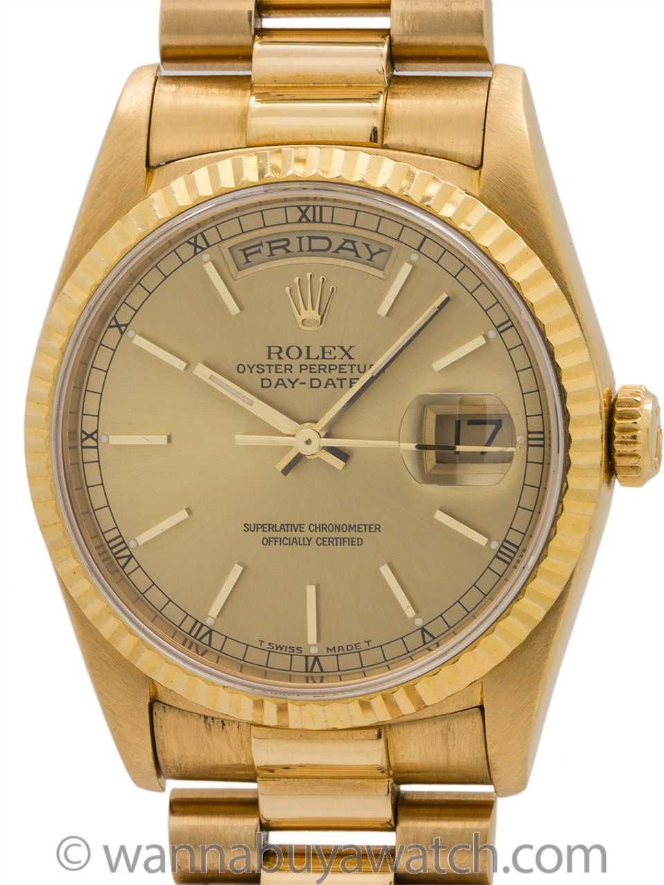 Rolex ref 18238 Day Date President 18K YG “Double Quick” circa 1993
