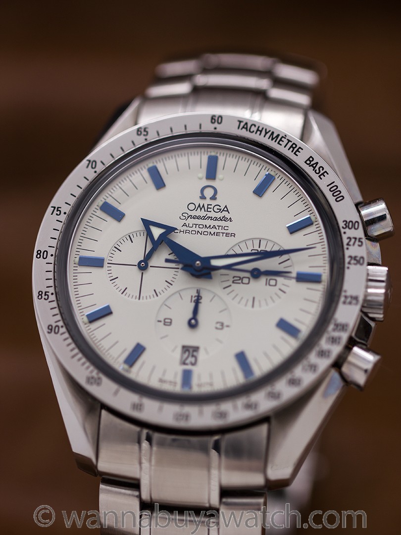 omega speedmaster broad arrow white dial