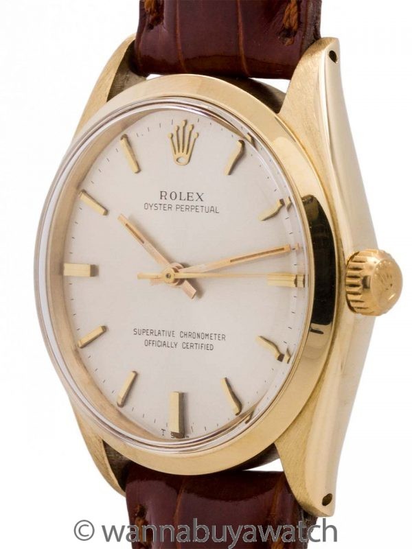 Rolex 14K YG Oyster Perpetual ref 1002 circa 1965 Box & Papers
