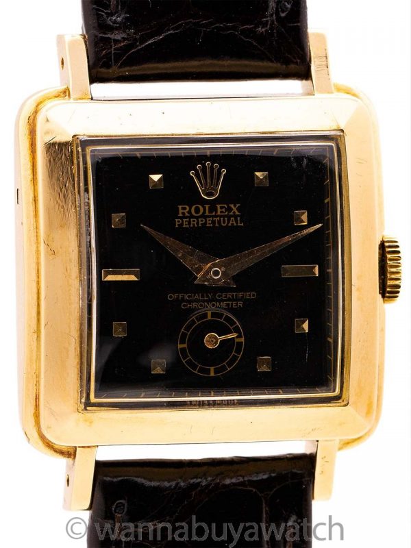 Rolex Square “Bubbleback” 18K YG circa 1950