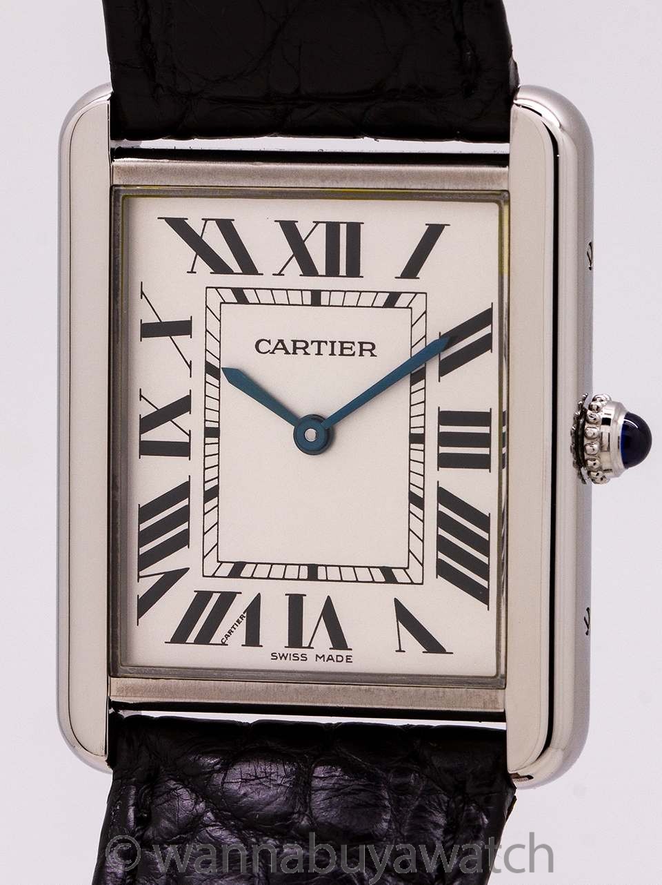 Cartier Tank Solo Large Ref. 3169 Stainless Steel Silver Roman Dial Quartz Mens Watch.27mm