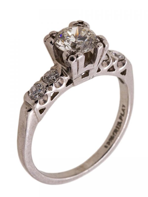 Platinum Engagement Ring 0.52ct Old European Cut I-SI2 circa 1940s
