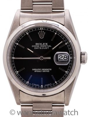 Rolex Stainless Steel Datejust ref 16200 Black Dial circa 2000