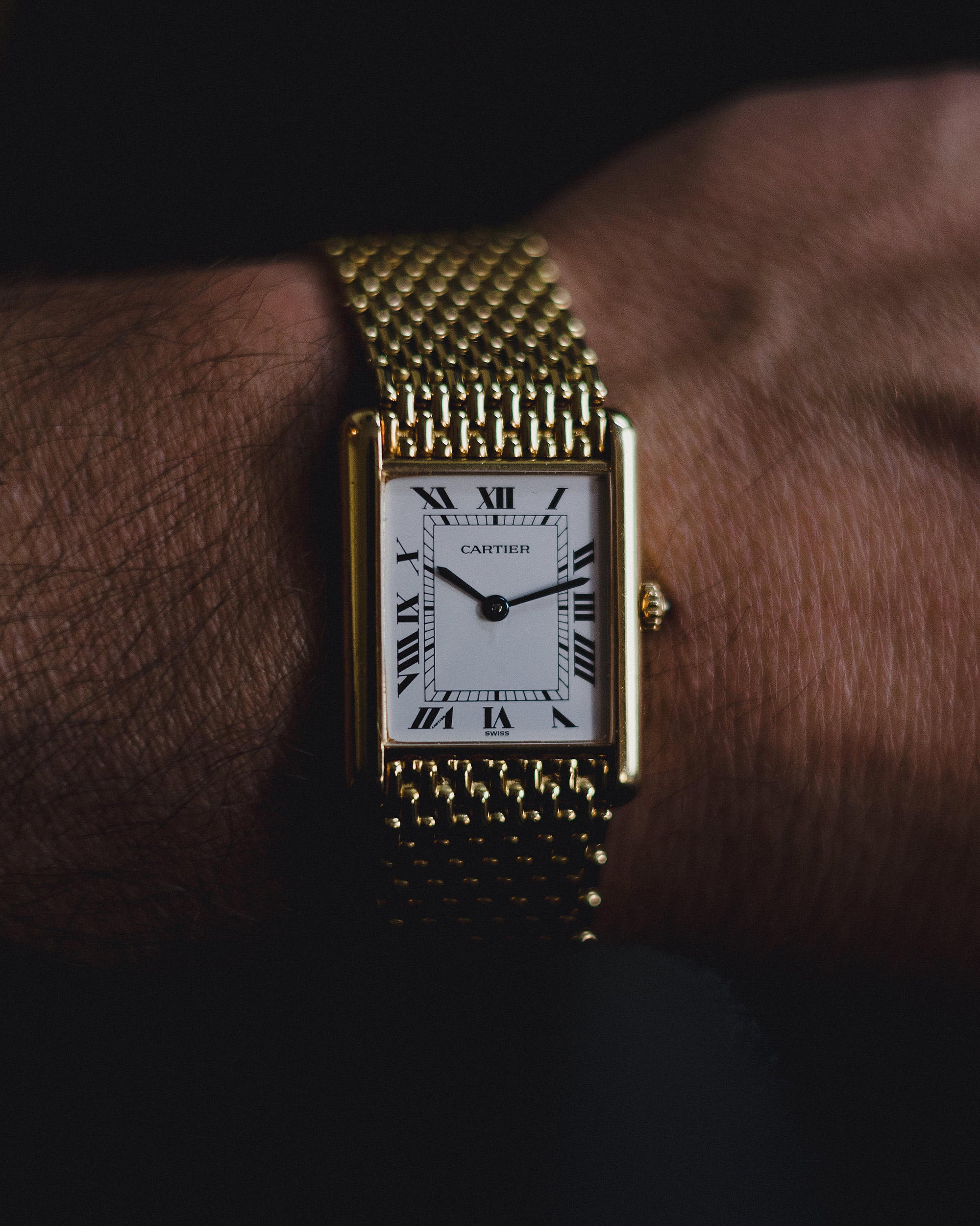 Cartier Man's 18K Gold Tank Louis w/ Bracelet circa 1990's