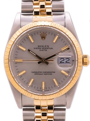 Rolex Oyster Perpetual Date ref 15053 SS/18K YG circa 1988 Box & Papers