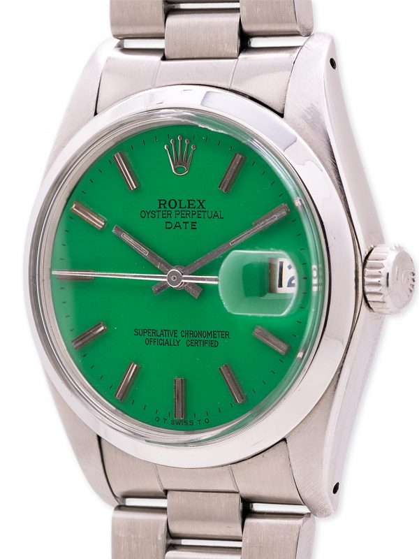 Rolex Oyster Perpetual Date ref 1500 Custom Kelly Green Dial circa 1975