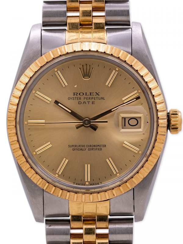 Rolex Oyster Perpetual Date ref 15053 SS/18K YG circa 1988 Box & Papers