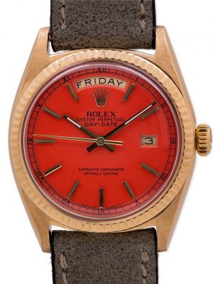 Rolex 18K YG Day Date ref# 1803 Coral “Stella” circa 1964