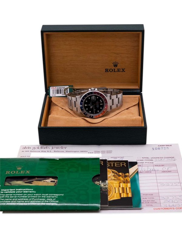 Rolex GMT Master I ref 16700 SWISS Only circa 1999 Box & Hang Tag Purchase Receipt