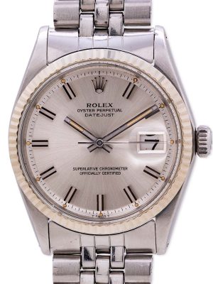 Rolex Datejust ref 1603 SS/14K WG “Fat Boy” Patina’d Lume circa 1970
