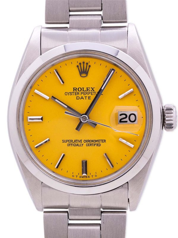 Rolex Oyster Perpetual Date ref 1500 “Sunflower Yellow” circa 1971