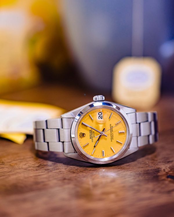 Rolex Oyster Perpetual Date ref 1500 “Sunflower Yellow” circa 1971