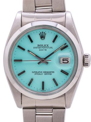Rolex Oyster Perpetual Date ref 1500 “Tiffany & Co” Blue circa 1974