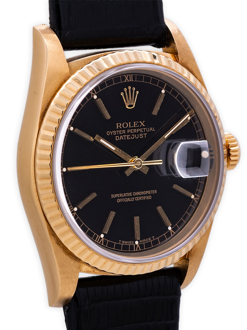 rolex datejust gold black dial